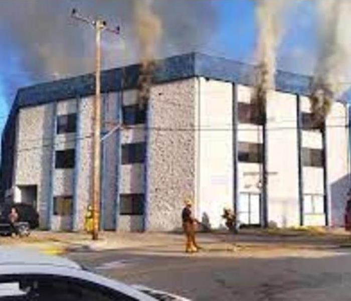 Commercial building on fire